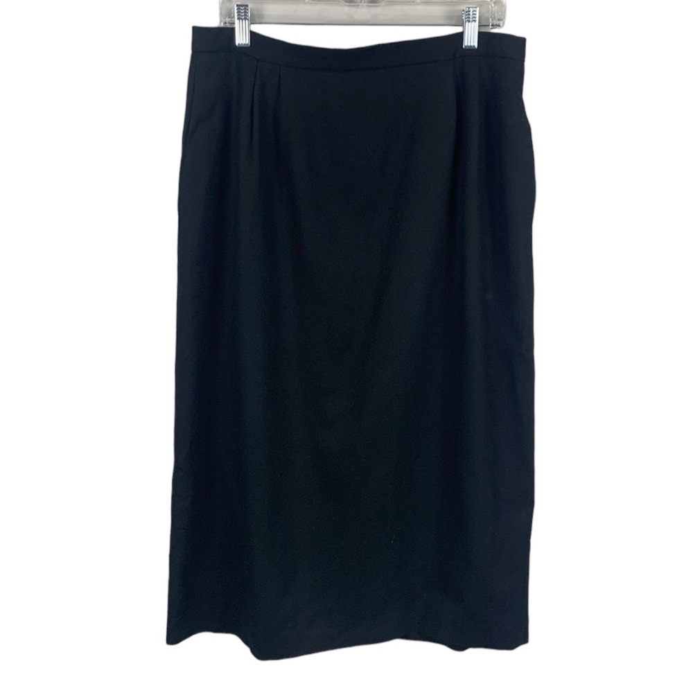 100% Wool Long Lined Black Full MIDI Skirt Large